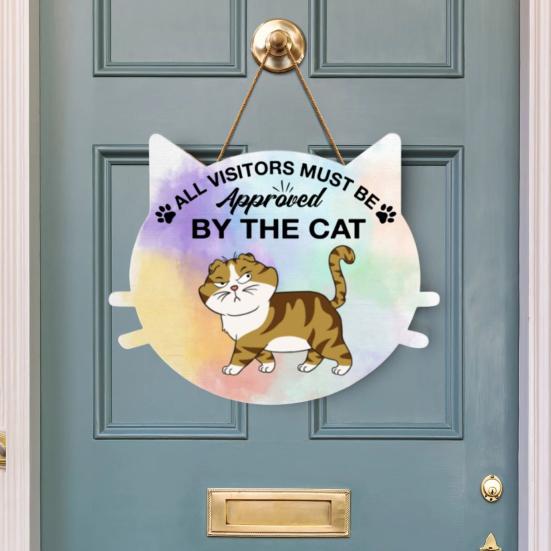 Знак "Кот планирует побег Пожалуйста, держите дверь закрытой" Деревянный знак Подвеска на дверь Приветственный знак Подарок на новоселье для любителей кошек
