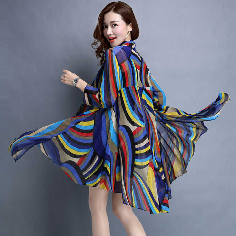 Sun Sundress Clothing Womens Protection Midlength Plus Size Shawl Loose Outer Chiffon Cardigan Thin Coat Beach Airconditioned Rooms