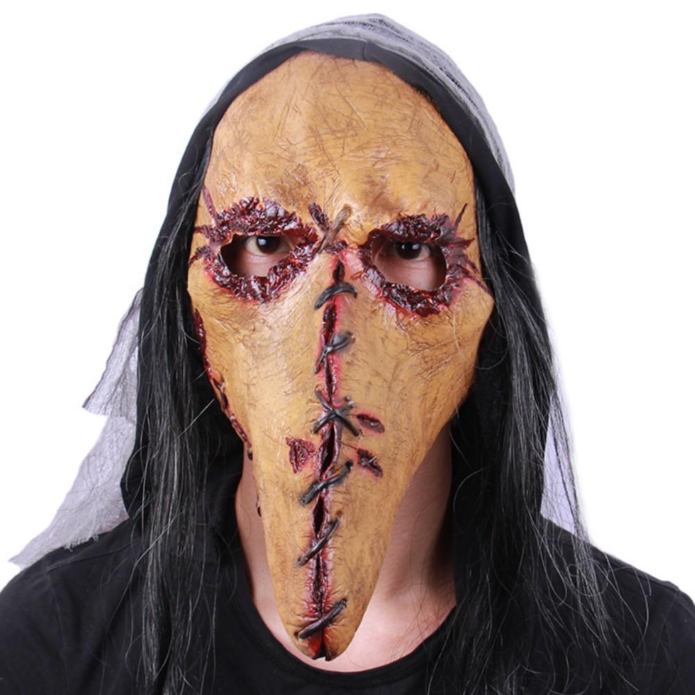 Кровавая сшитая маска для рта птицы, косплей, шлем с клювом, анфас, латексный головной убор, Хэллоуин, маскарадный костюм для вечеринки, реквизит