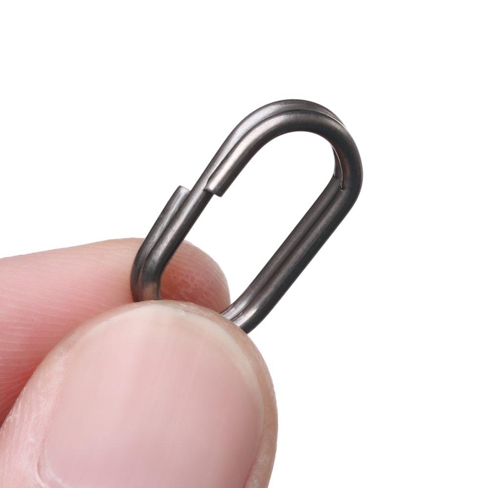 Stainless Steel Line Tackle Durable Fishing Hanging Snap Barrel Swivel Connector Oval Split Rings