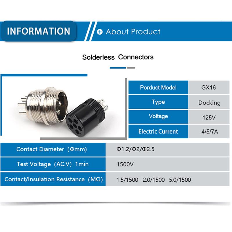 1PCS GX16 2/3/4/5/6/7/8/9/10 Pin Male Female Docking Aviation Plug Socket Circular Connectors Cable butt joint push-in Port Plug Connectors 4