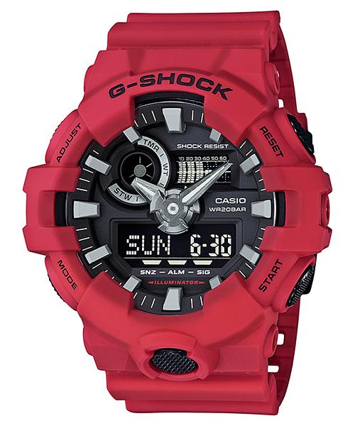 Casio Мужские кварцевые часы GA-700-4A из смолы, водонепроницаемые 200 м, аналоговые, ударопрочные