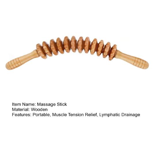 Yousheng Wood Therapy Massage Stick Lymphatic Drainage Massager Anti Cellulite Fascia Massage Roller Full Body Muscle Relaxation Tool