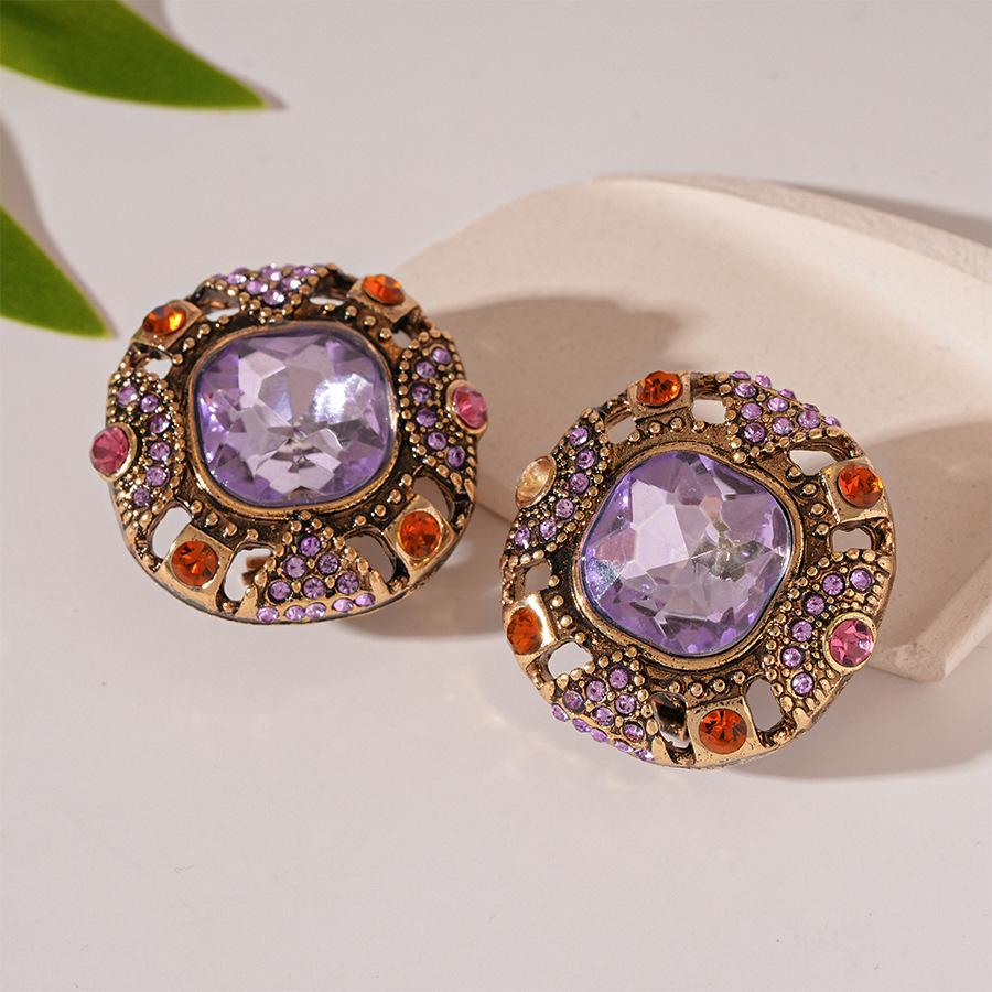 Винтажные роскошные геометрические серебряные серьги-гвоздики с бриллиантами - Нишевый дизайн французского двора высокого класса для женщин