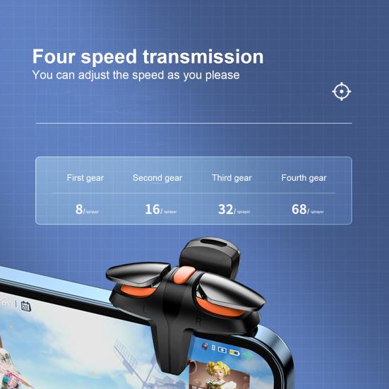 1 пара игровых триггеров, мобильный контроллер, преобразование частоты, 4 регулируемые скорости, соединение с четырьмя пальцами, телефонный шутер, геймпад