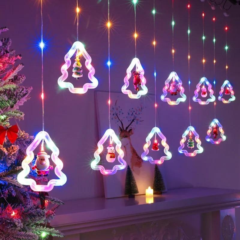 Christmas Ring Curtain Light Leather Thread Creative Pendant LED Light String Holiday Bedroom Atmosphere Christmas Curtain Light