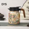 Винтажный цветочный изолированный чайник 1000 мл Мини-кофейник Офисный термос для чая Встроенный заварочный чайник для воды Кувшин для напитков Термос для кофе