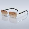 Роскошные безободковые прямоугольные солнцезащитные очки с градиентными линзами унисекс, модные защитные очки, женские, мужские, цветные линзы, очки с металлической оправой