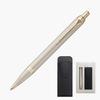 PARKER IM Monochrome Champagne CHT Ballpoint Pen, Medium Nib, Oil-Based, with Pencil Case, Gift Box Set, Officially Imported, 2173273 V1d