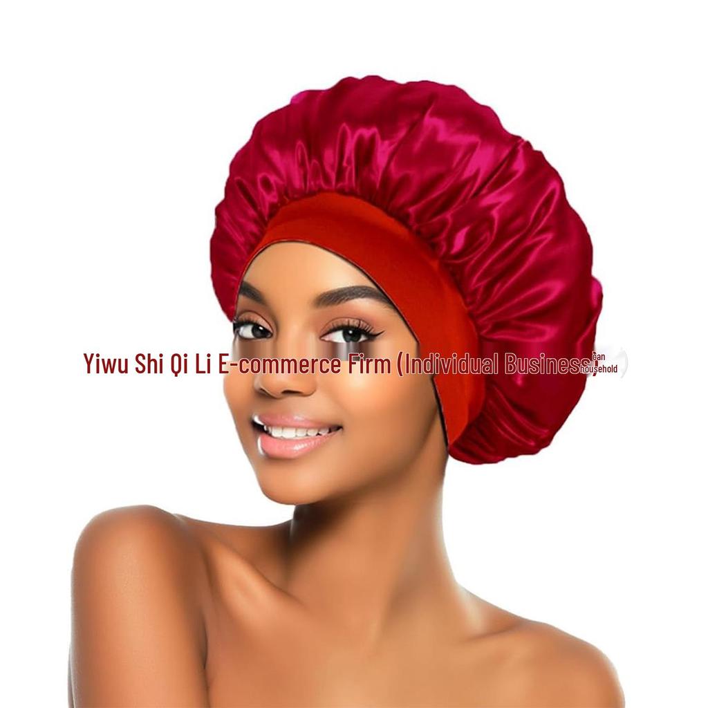 Women's Satin Wide-Brim Nightcap for Hair Care & Styling