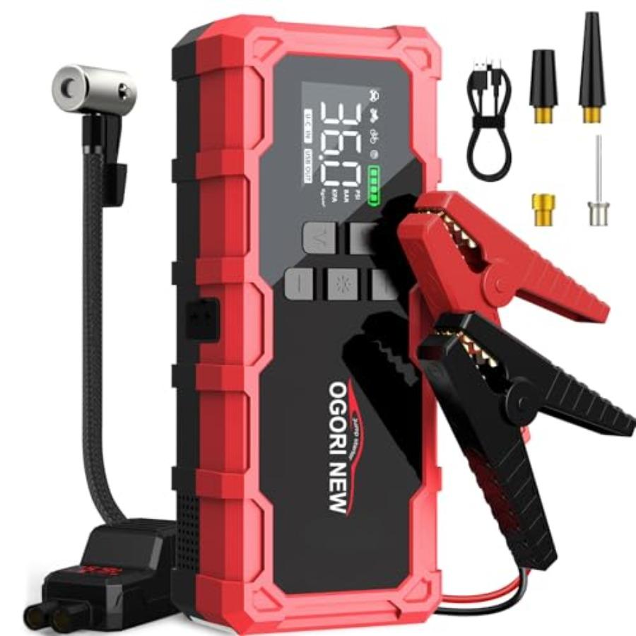 8000A Jump Starter with Air Compressor 26800mAh 150PSI Portable Car Battery Jump Starter All Gas/16L Diesel 12V Supersafe Jump
