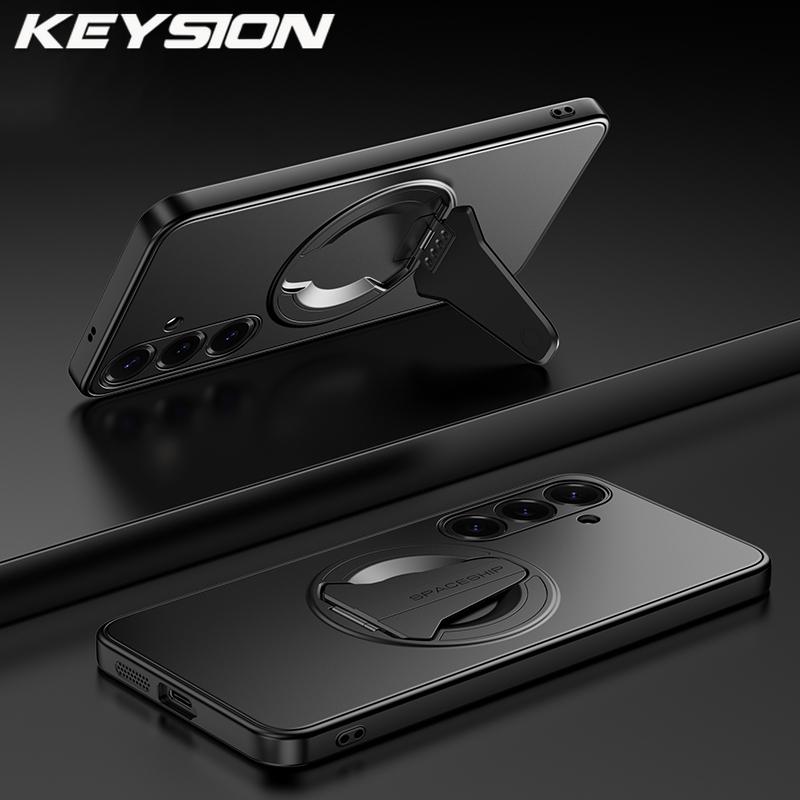 KEYSION Магнитный чехол для телефона Samsung S26 Ultra 5G Металлическая краска TPU+PC Вертикальная подставка Ударопрочный чехол для Galaxy S26+ Plus