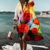 Women Summer Bohemian Dress Casual Print Shirt Dress For Women Fashion Long Sleeve Beach Hawaiian Cover Ups Dresses Clubwear Button Down