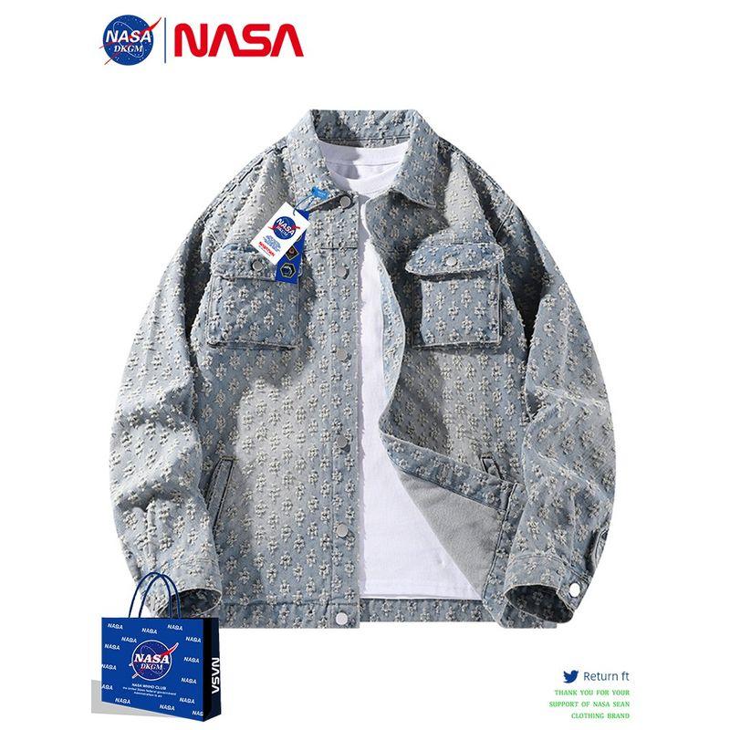 Модная джинсовая куртка в американском ретро-стиле от Nasa для мужчин, новая весенне-осенняя вязаная рубашка-куртка, стильная и крутая для женщин