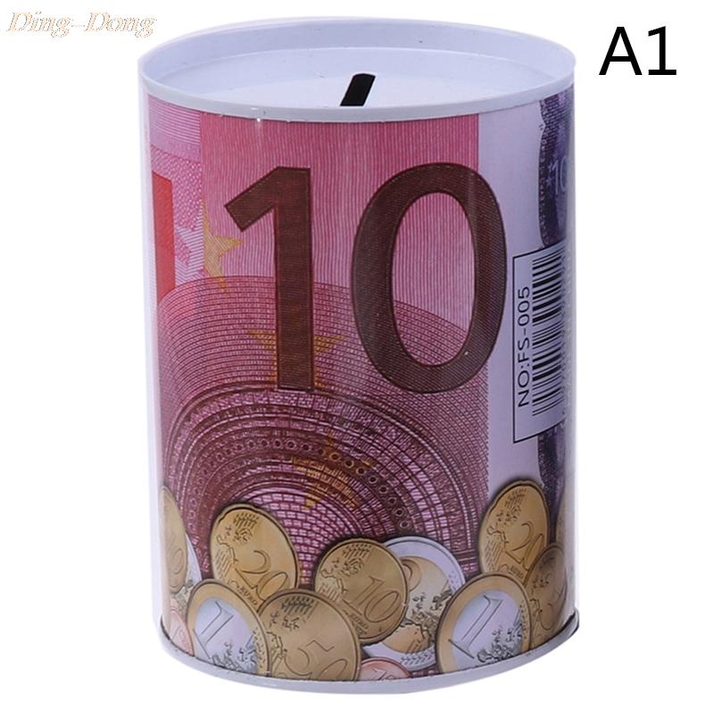 Жестяной цилиндр Копилка Евро Доллар Фото Коробка Бытовая Копилка Украшения Дома Копилки