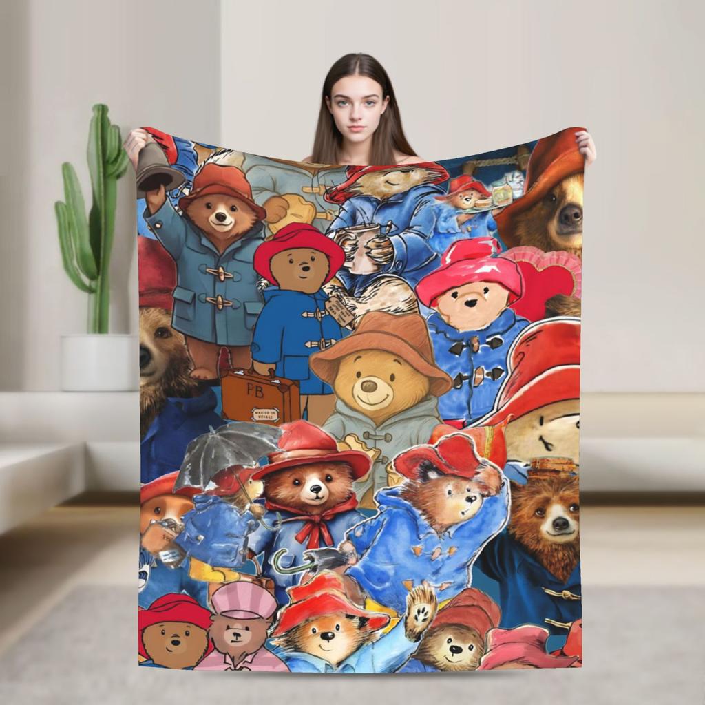 Blankets Britain Paddington Brown Bear Throw Blanket Flannel Bedspread For Couch Chair Sofa Bed Fluffy Sofa Bed Cover