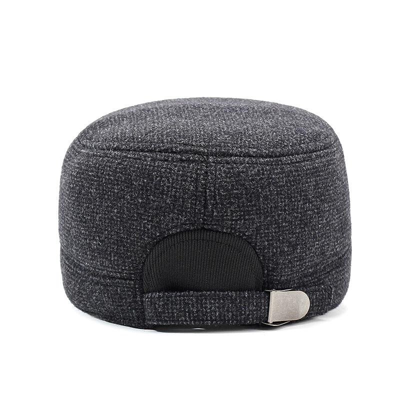 Осенние и зимние новые мужские шапки зимние хлопковые с наушниками шерстяные шапки с плоским верхом шапка для пожилых людей среднего возраста уличное термобелье