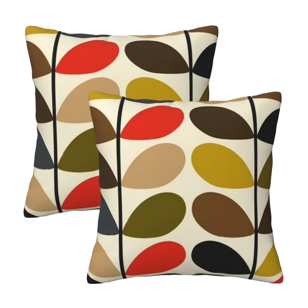 Orla Kiely Multi Stem Colorful Fabric 2 pcs Square Pillowcase Pillow Cover Cushion Comfort Throw Pillow for Home Living Room