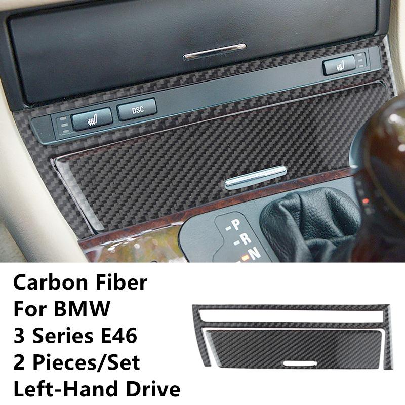 Carbon Fiber Stickers Car Gear Shift Panel Modification Cover Trim Strips For BMW 3 Series E46 98-04 Car Inner