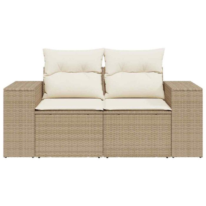 VidaXL Canapé de jardin avec coussins 2 places beige résine tressée 366081