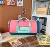 Dopamine Color Block Travel Bag - Unisex, Nylon, Foldable, Large Capacity, Handheld, Shoulder/Crossbody, Fitness Luggage