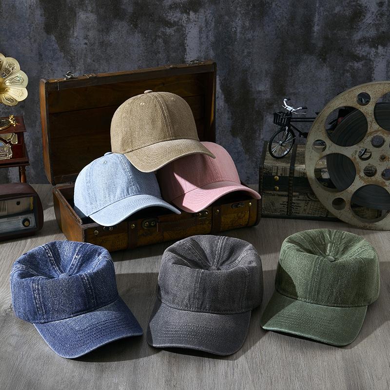 Cotton Trendy Retro Design Denim Baseball Cap Men's and Women's Fashion Luxury Outdoor Golf Sports Travel Cycling Soft Top Hat