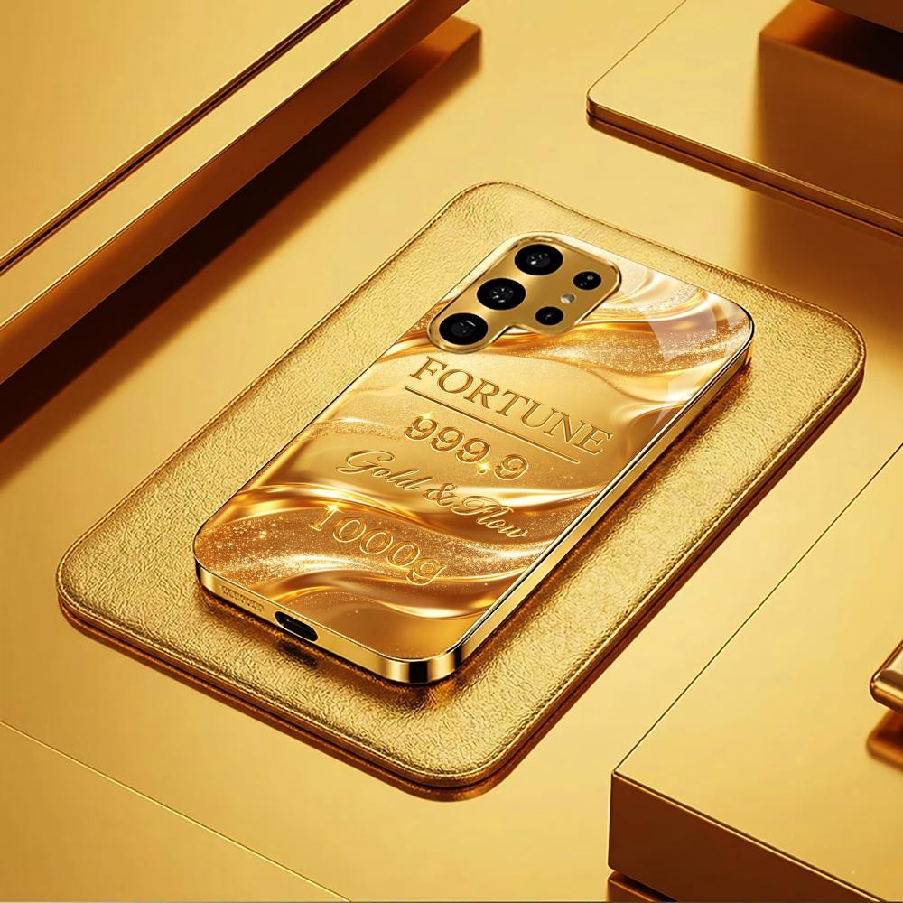 Luxury 1000g Gold Bar Pattern phone case s26 ultra case s25 ultra case glass for Samsung Galaxy S26 S25 S24 S23 S22FE Ultra Plus