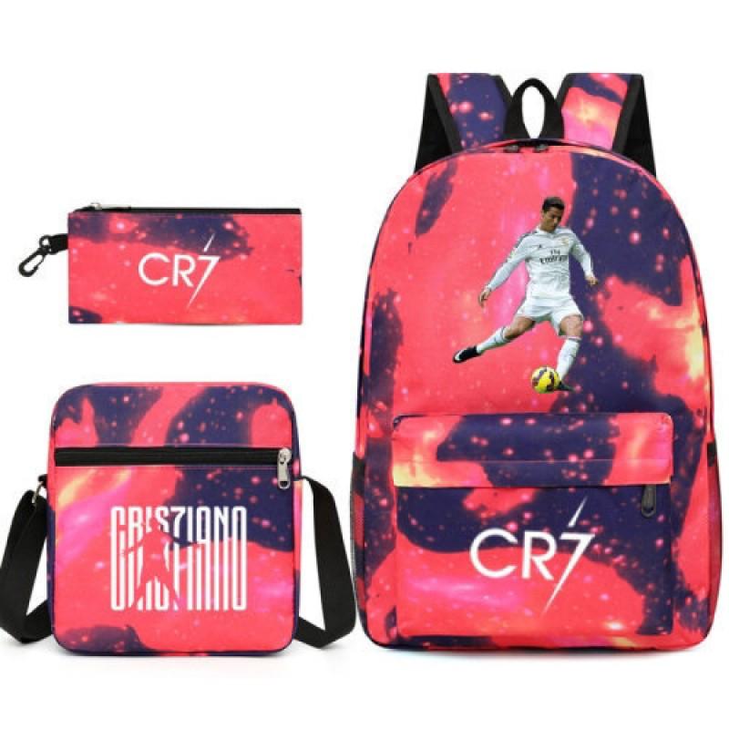CR7C Kids School Backpack Set With Printed Design - Oxford Fabric Dual-Shoulder Bag Shoulder Pencil Case Grades 5-6