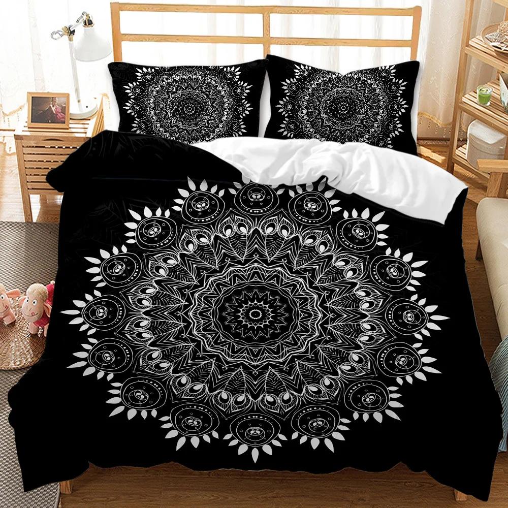 Комплект пододеяльников Mandala Elephant Boho Chic Hippie Twin Постельное белье Mandala Polyester Одеяло для взрослых Double Queen King Size