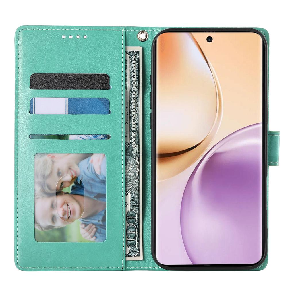 Для Oppo Reno14 5G (Глобальный) Чехол-кошелек с цветочным тиснением в виде бабочки, из искусственной ПУ кожи, чехол для телефона с ремешком на запястье