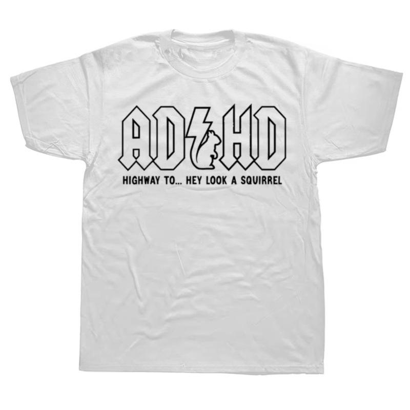 Забавные футболки с графикой СДВГ Хайвей Эй Смотри Белка Мужская Женская Мода Повседневная Футболка Хлопок Свободная Футболка Оверсайз