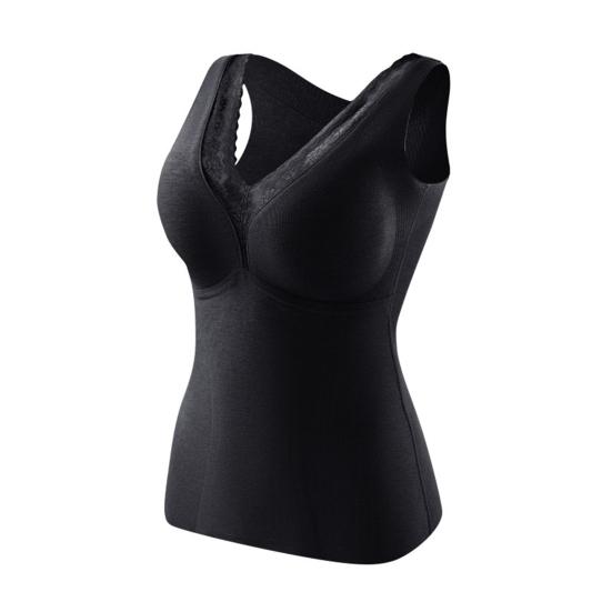 Женская термомайка кружевная с V-образным вырезом на флисовой подкладке базовый слой толстая без рукавов с подкладками теплая майка нижнее белье топ для холодной погоды