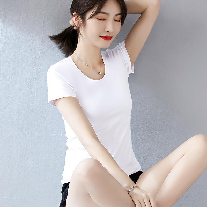 T Shirt For Women Casual Short Sleeve Cotton Splicing Top For Spring Wear