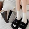 Однотонные хлопковые носки для женщин на весну и осень, носки с отворотом, носки до середины икры, универсальные хлопковые длинные носки на осень и зиму