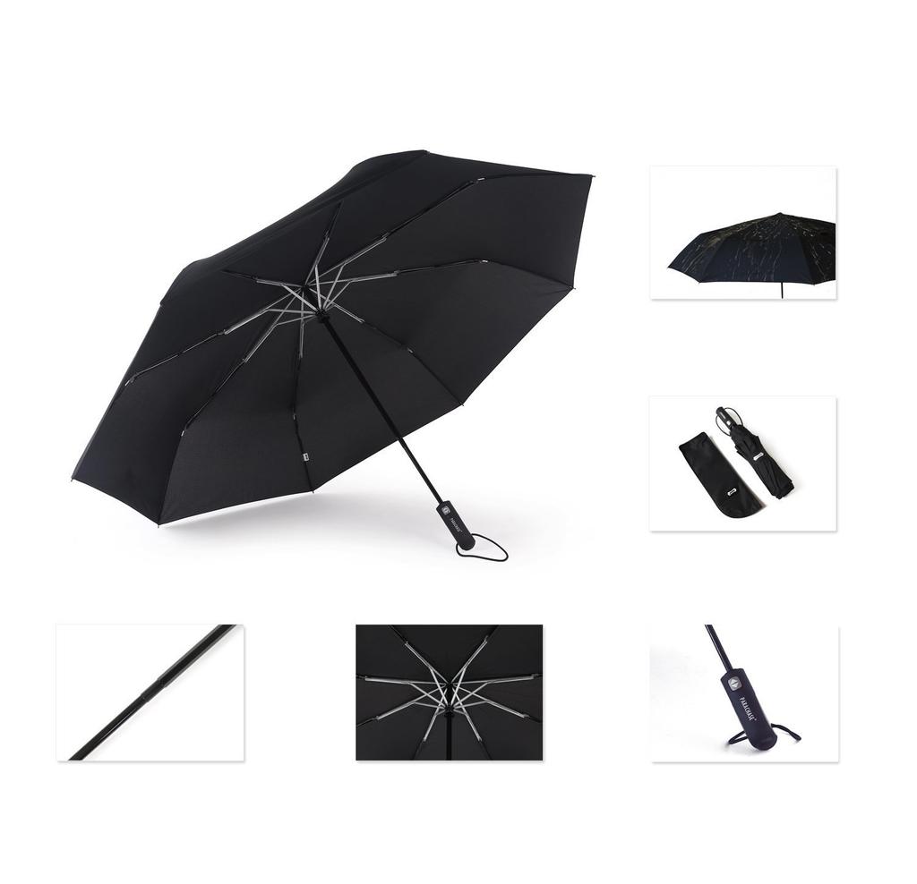 PARACHASE Folding Automatic Wind Arc Length Diameter Golf Wind Glass Water Umbrella Case Black Umbrella, Open/Close, Large, Men's, Resistant, 140cm,