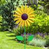 Sunflower Wind Spinner Garden Decoration Metal Sunflower Ornament 3D Standing Flower Spinner with Spike for Yard Patio Lawn