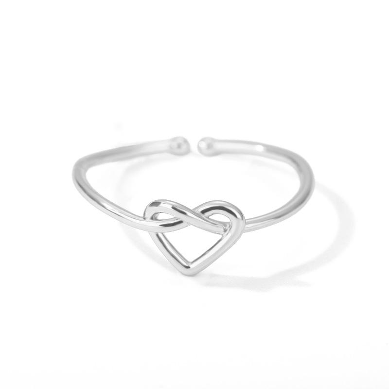 Exquisite Gold-Plated Heart-Shaped Open Ring, Women'S Adjustable Ring, Versatile Romantic Accessory For Daily Use