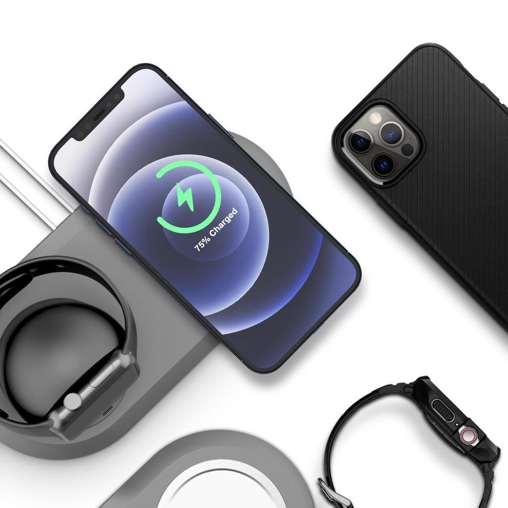 Двойная подставка для зарядки MagSafe: Совместимо с Apple Watch и iPhone 12