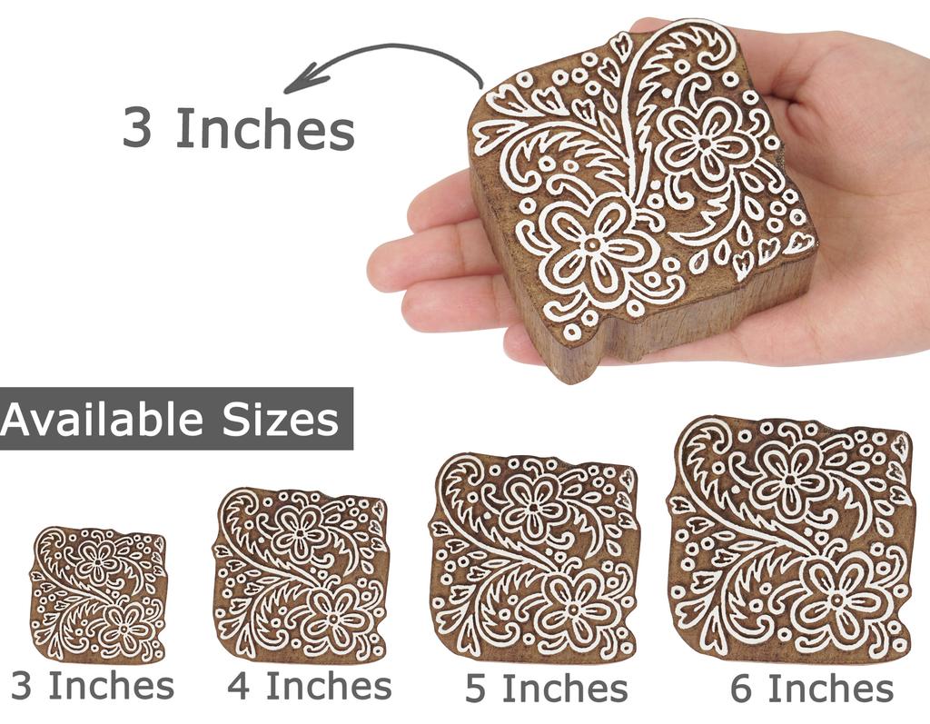 IBA Indianbeautifulart Textile Printing Block Asian Floral Motif Hand Carved Wooden Stamp Wood Block