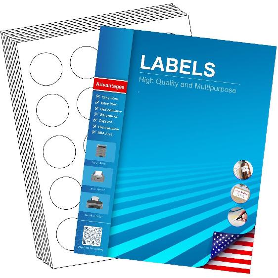 3" Circle Sticker Labels, Round Printable Sticker to Write On, Sticker Paper for Inkjet Printer, (6 Labels/Sheet), 30 Sheets