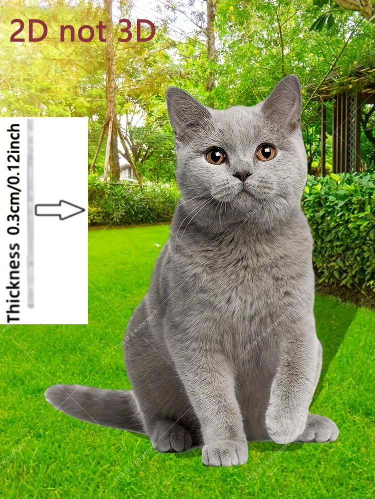 1 шт. садовых колышков для кошек, выполненных в виде серых кошачьих животных для украшения уличных цветочных горшков, идеальный подарок для любителей кошек.