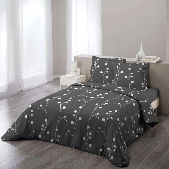 Parure - 200 x 200 cm - Imprimé 57 fils - 3 pièces - Gris