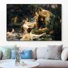 Hylas and the Water Nymphs Oil Painting Print Poster The Sleepers Large Art Naked Couple Canvas Painting  Classic Wall Art Home
