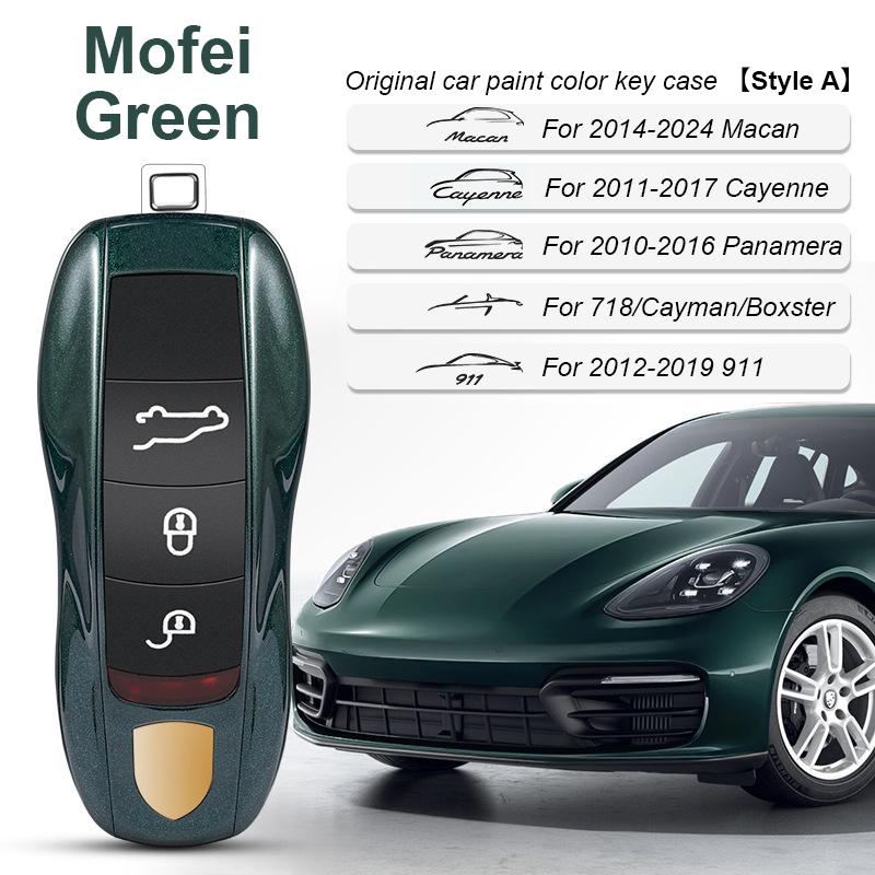 AABKR1 For Porsche Cayenne Mancan Panamera 911 718 Boxster Cayman Taycan 2010-2024 Car Key Paint Case Bordeaux Red Shell Replacement