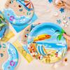 141pcs Beach Party Supplies, Beach Plates And Napkins Party Supplies Includ Beach Theme Paper Plates Cups Napkins & Summer Beach Table Cloth etc