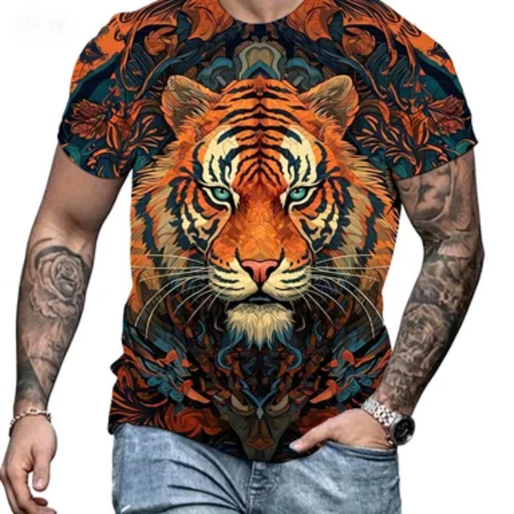Tiger 3D Printed Sports Fast Drying Breathable Men's Outdoor Street T-shirt