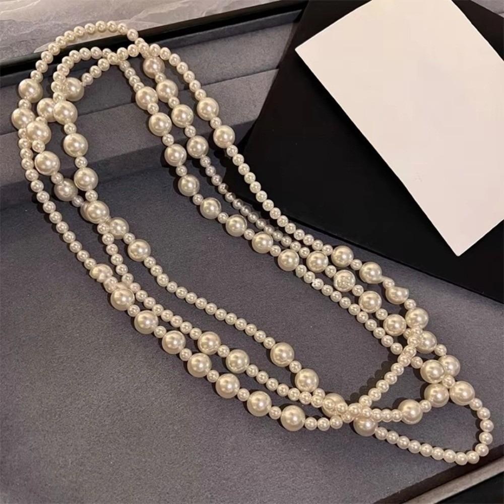 Simulated Pearl Long Necklace Multi-layered Sweater Chain Women's Necklace Jewelry Accessories
