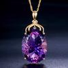 Cross-border Wish European and American Ladies Fashion Luxury Amethyst Pendant Necklace Amethyst Gemstone Necklace Jewelry Wholesale