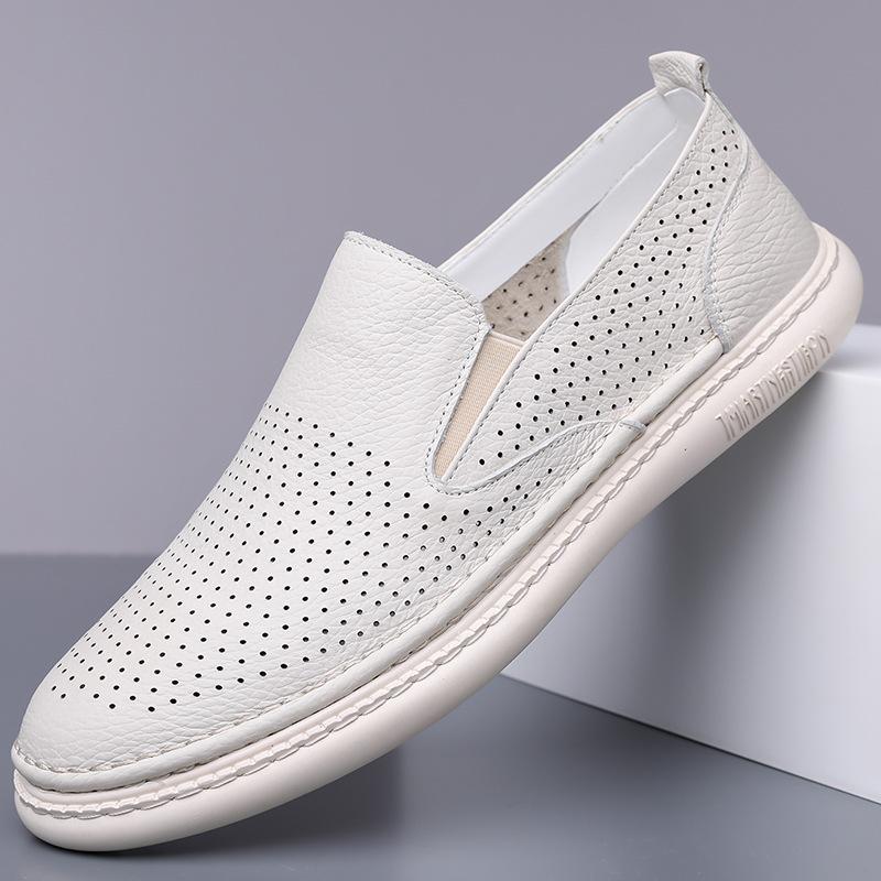 Fashion Summer Autumn Solid Color Breathable Hallow Leather Shoes for Men Fashion Causal New Designer Light Loafers Shoes Man