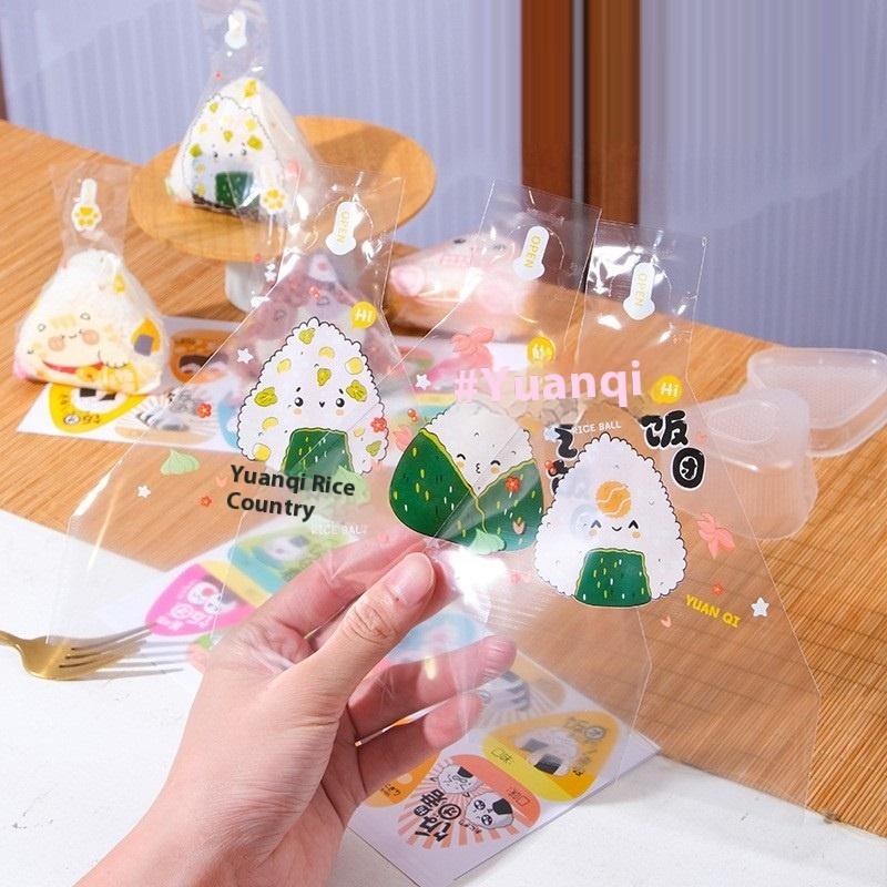 50 шт. обертки для онигири с мультяшным узором, японские треугольные, из морских водорослей, для суши, бенто, одноразовые упаковочные пакеты, форма для приготовления, аксессуар для бенто